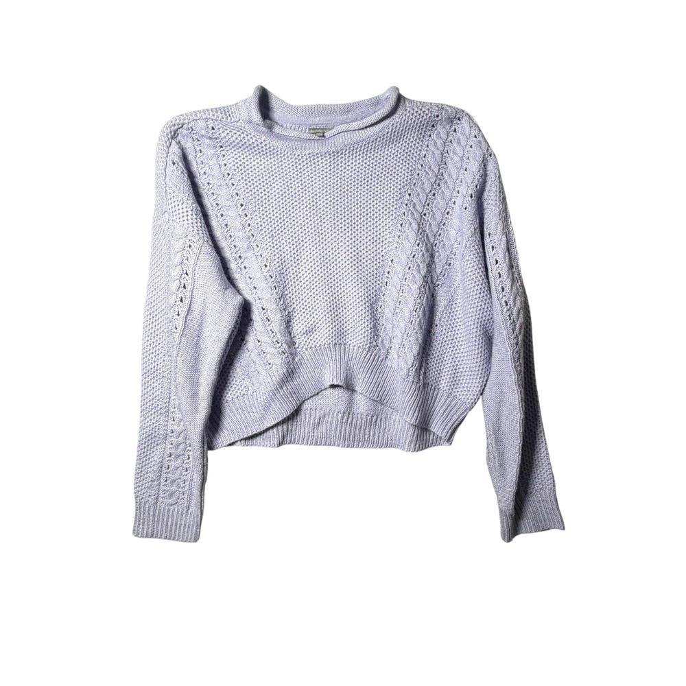 Charlotte Russe Lavender Cable Knit Cropped Sweater Womens Medium Purple ST - Picture 2 of 7